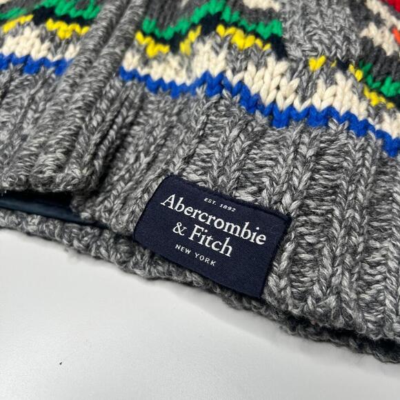 Abercrombie & Fitch Women’s Wool Blend Fair Isle Hoodie Sweater Jacket S Zip Up - Picture 9 of 11